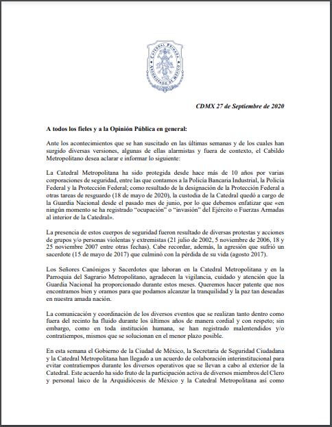 Catedral. Acuerdos con autoridades