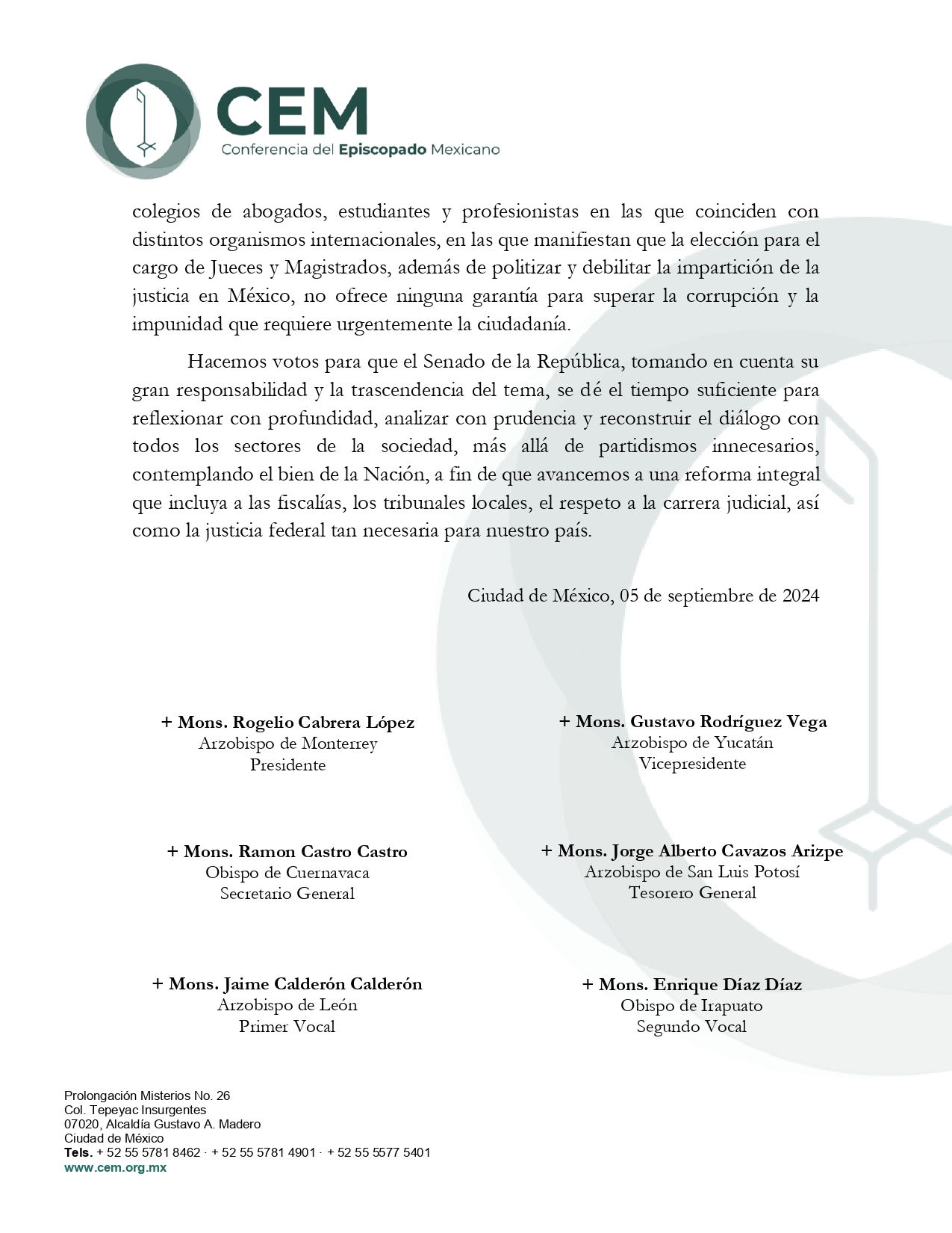 COMUNICADO ANTE LA POSIBLE APROBACIÓN DE LA REFORMA CONSTITUCIONAL SOBRE EL PODER JUDICIAL DE LA FEDERACIÓN page 0002
