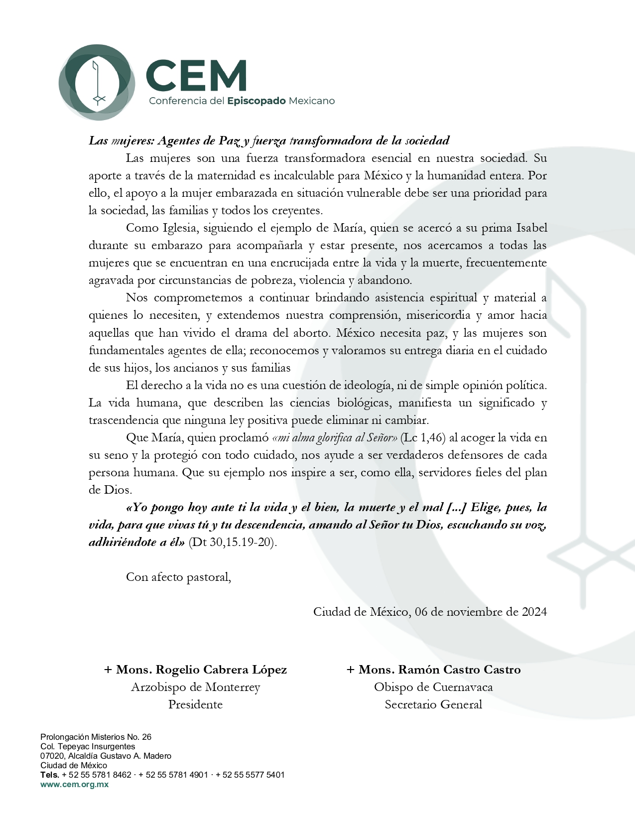 Mensaje Pastoral ante las iniciativas que atentan contra la Vida page 0003