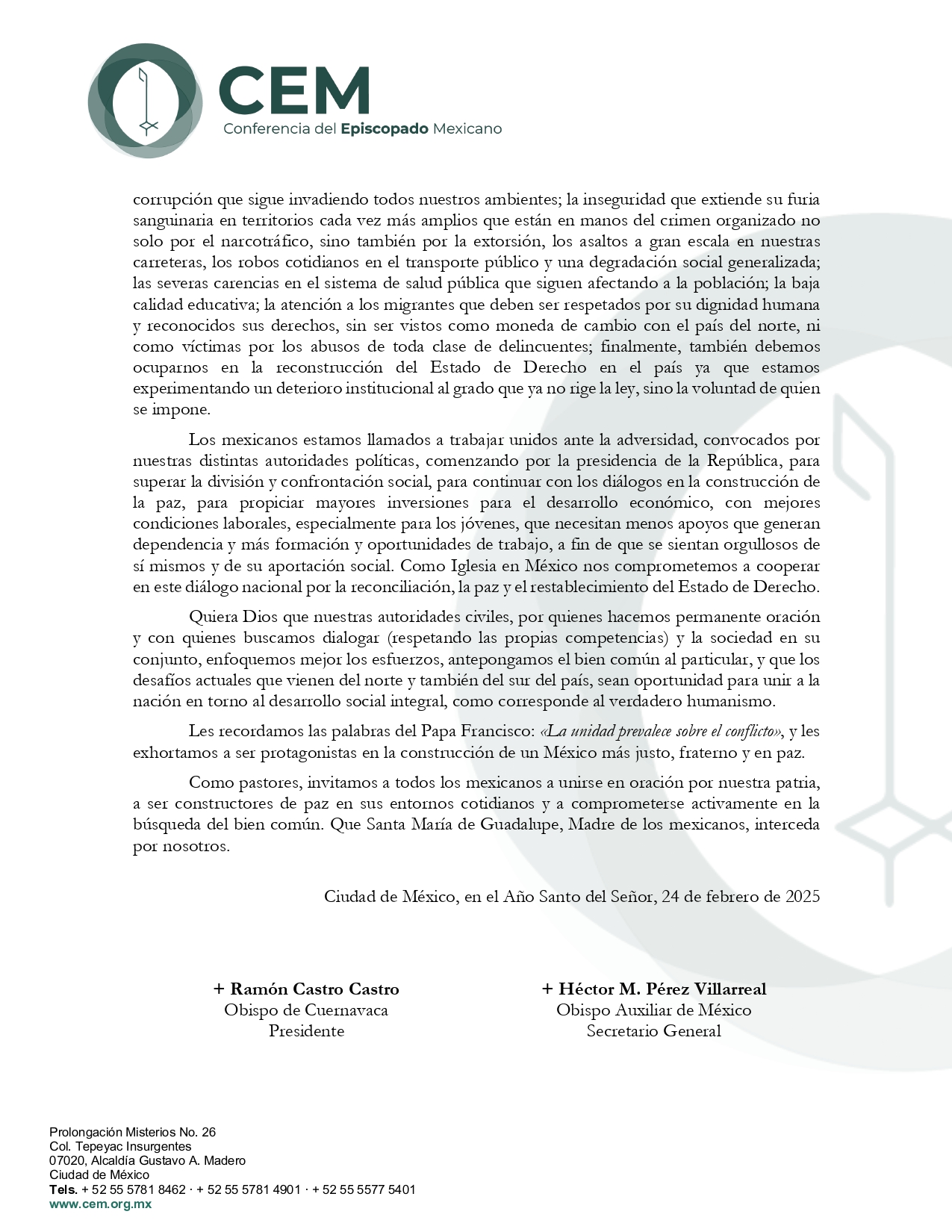 Mensaje Un llamado a la unidad y corresponsabilidad por un futuro con esperanza page 0002