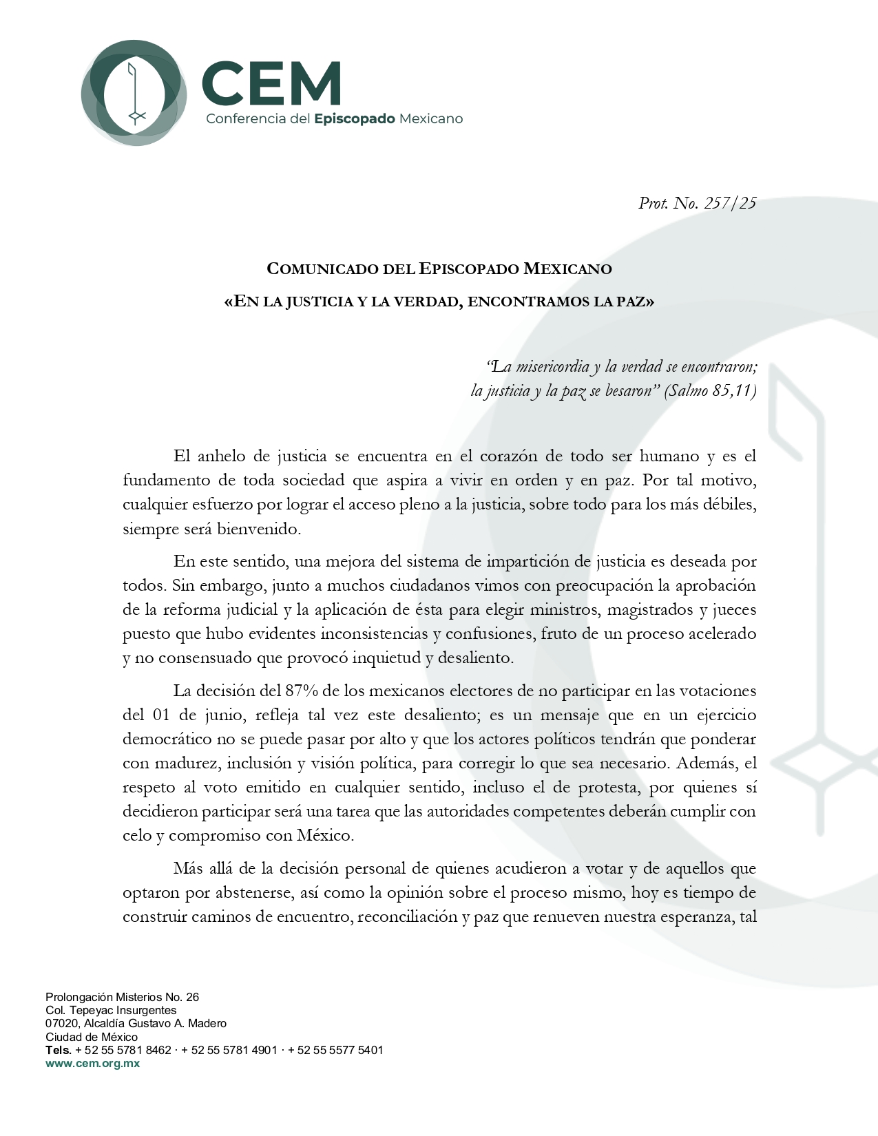 Comunicado En la justicia y la verdad encontramos La Paz page 0001