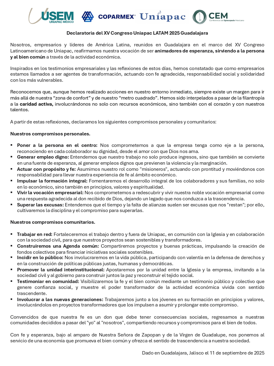 Declaratoria XV Congreso Uniapac Latam 2025 page 0001