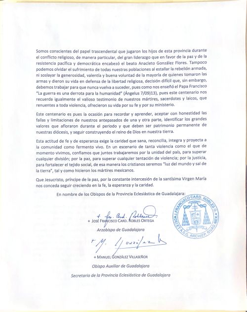 ARZOBISPADO DE GUADALAJARA Mensae de los Obispos d ela Provincia page 0002