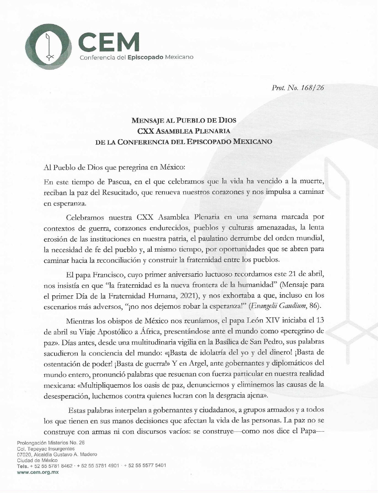 Mensaje al Pueblo de Dios CXX AP Abril 2026 page 0001