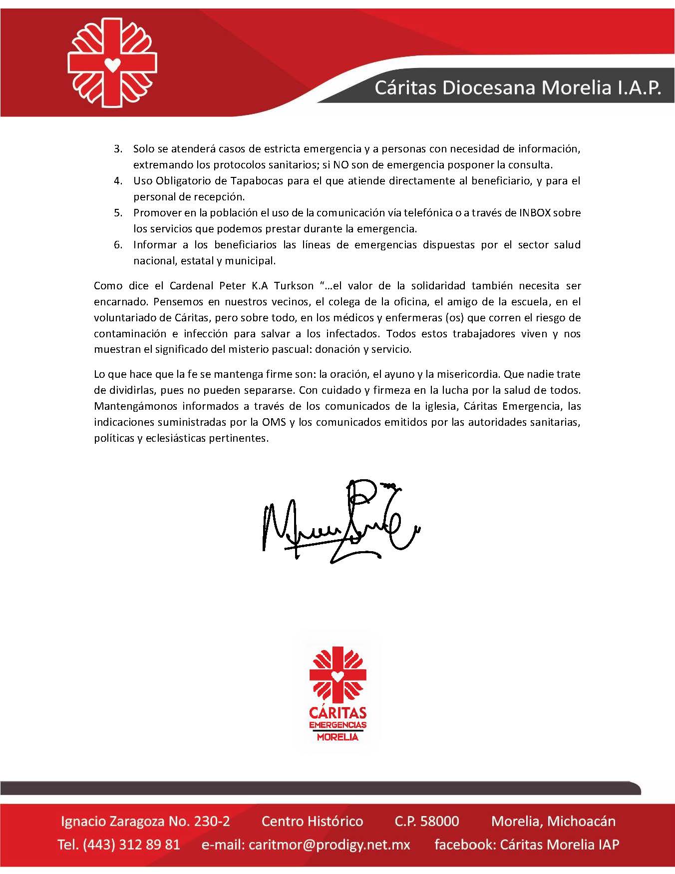 200426 CAritas Diocesana Morelia Lineamientos Covid Página 4